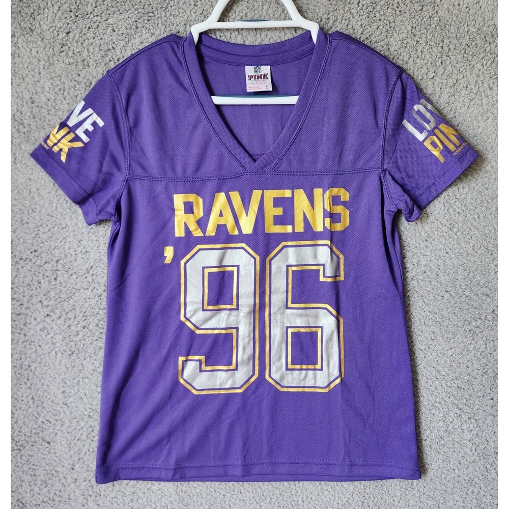 PINK Victoria's Secret Baltimore Ravens Jersey Womens Small Purple NFL V-Neck